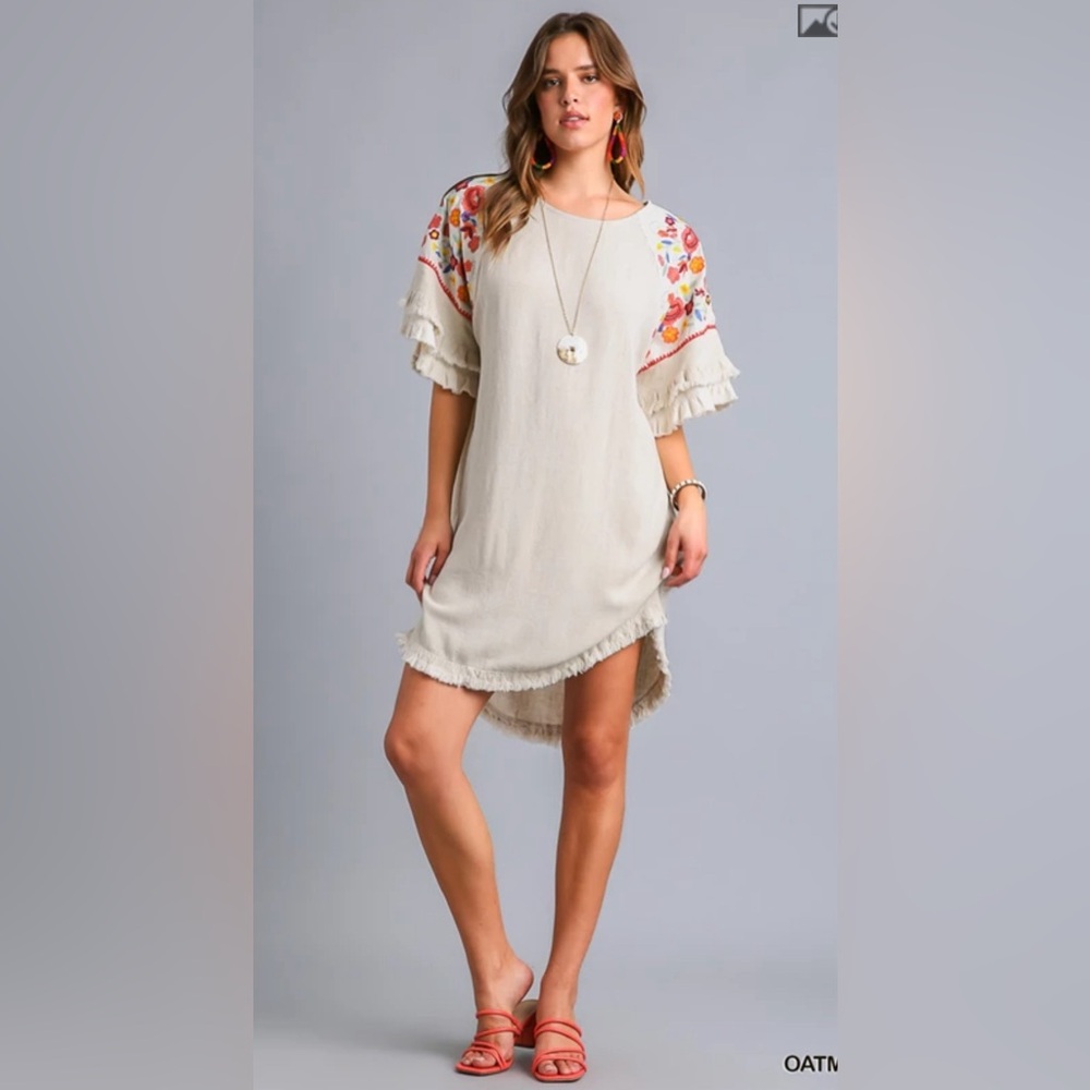 Floral Embroidered Cream Dress